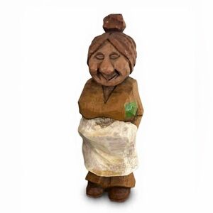 Vintage hand whittled wooden Ozark folk art sometimes called “White granny”
